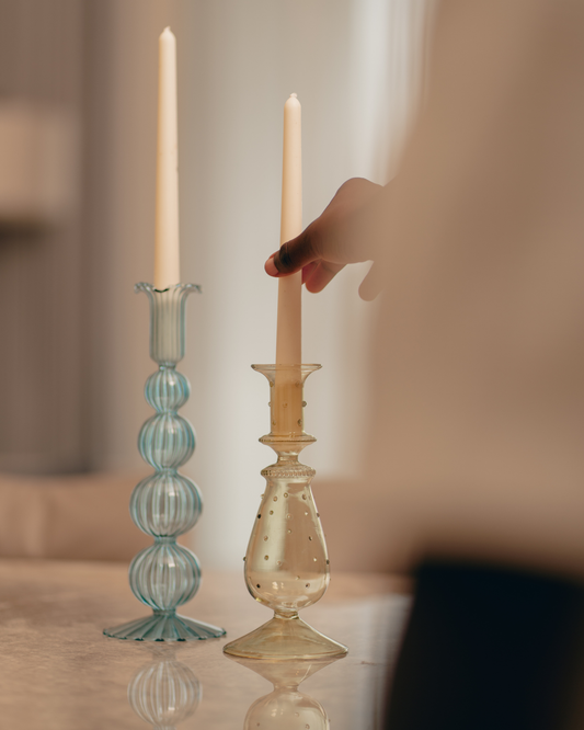 Hand-blown Pillar Candle Holders