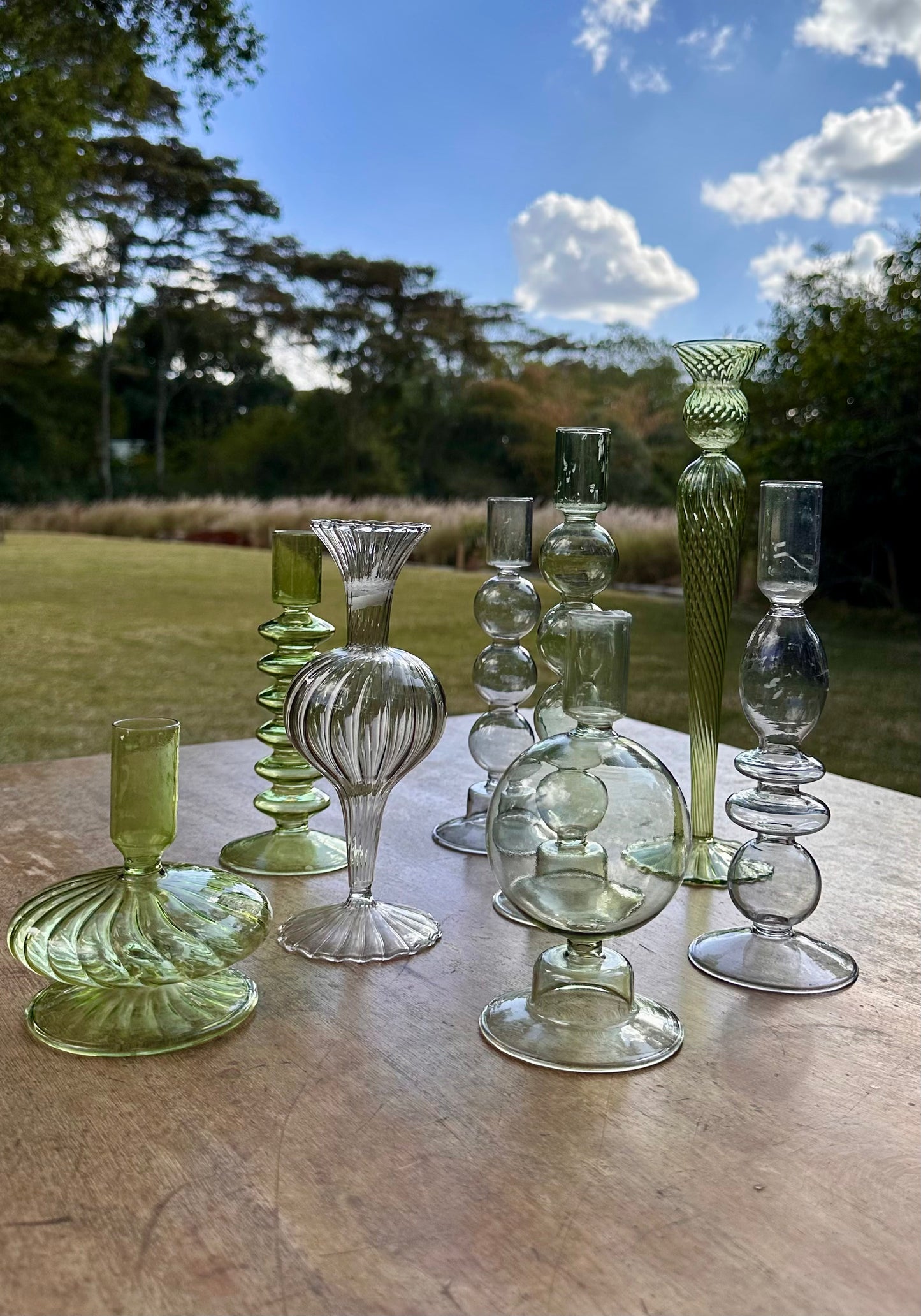 Hand-blown Pillar Candle Holders